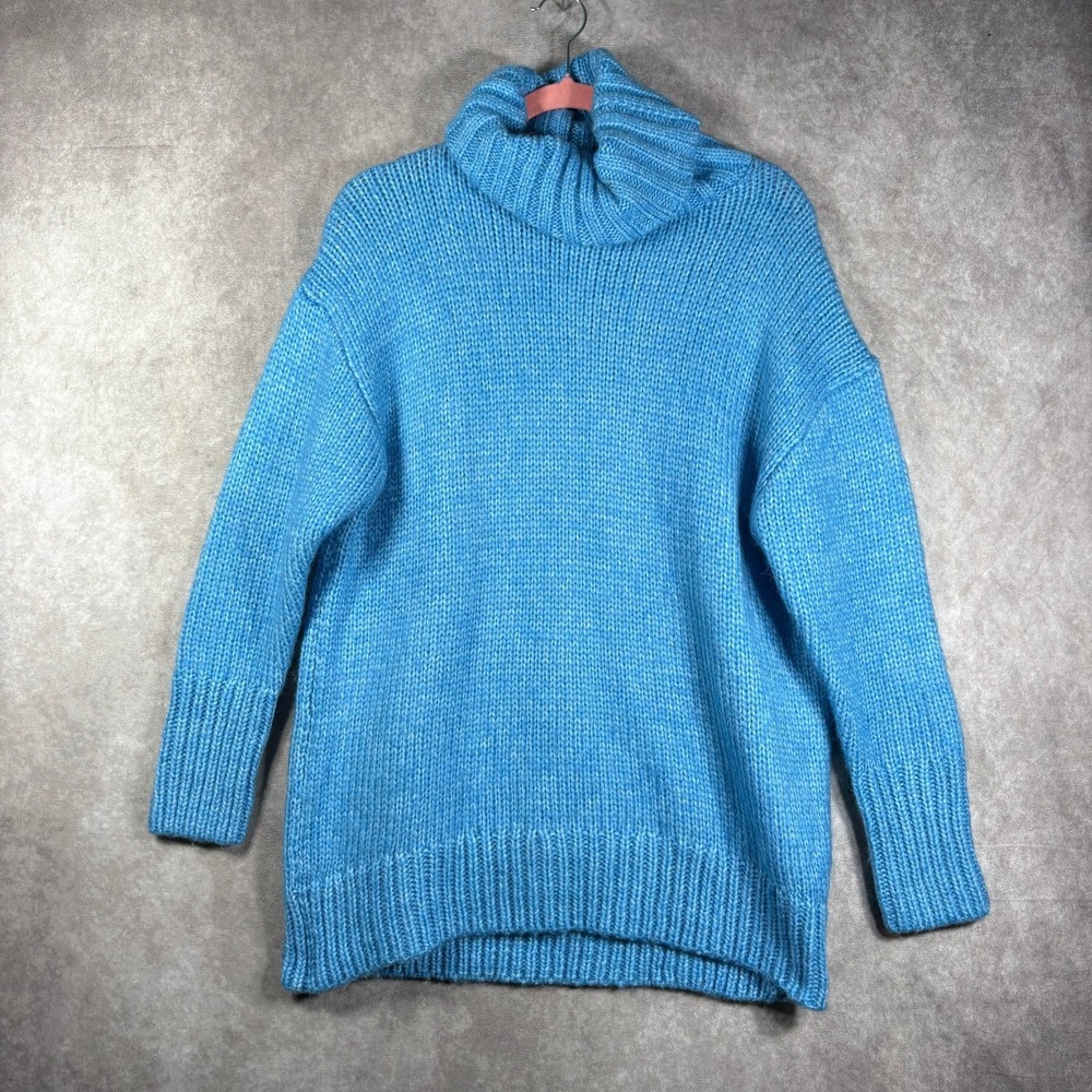 American Eagle Turtleneck Sweater Womens Small Blue Chunky Knit Pullover Cabin‎